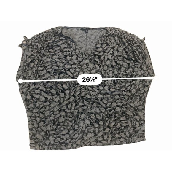 simply vera Wang ruched-shoulder dolman tee gray black print slinky soft XL - Picture 4 of 8